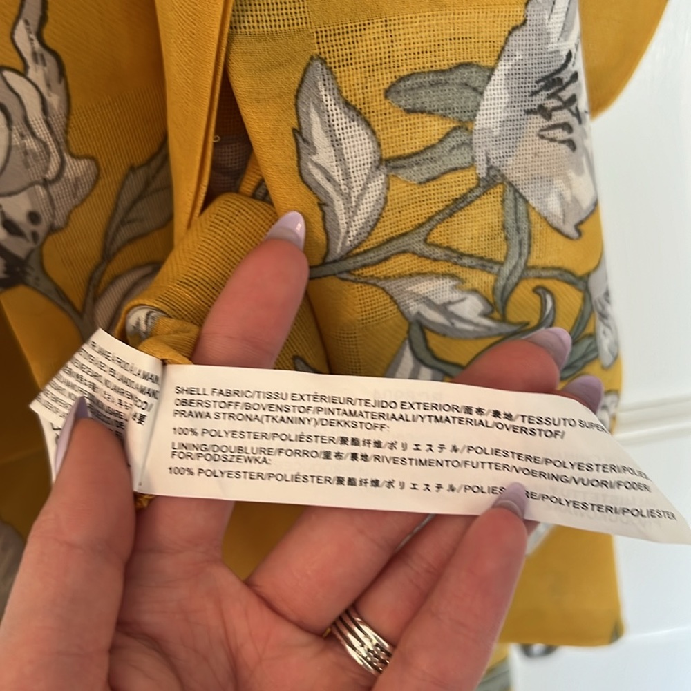 Chriselle x JOA Yellow Floral Puff Sleeve Mini Dress S - Picture 12 of 13